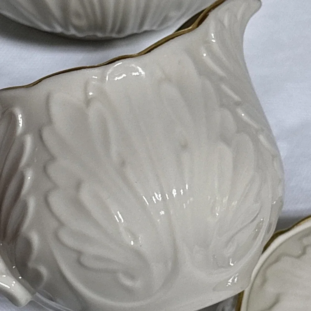 Lenox Teapot w/ Lid Creamer Sugar Bowl W/ Lid 1970's-1980's Cottage Collection